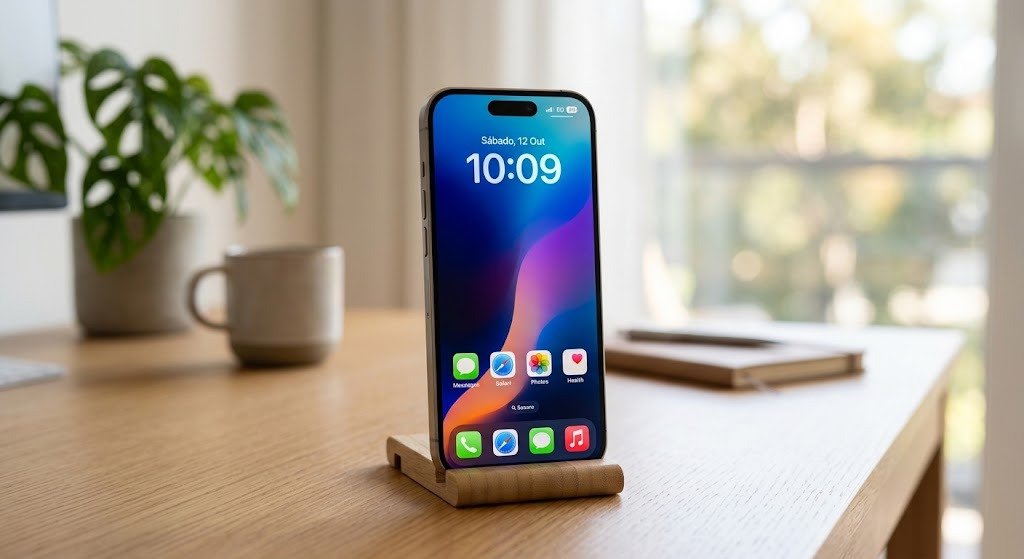 iPhone com a tela intacta e funcionando depois do reparo